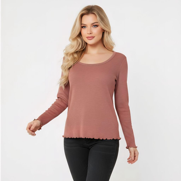 Old Navy Large Brick Red Long Sleeve Cropped Top - Picture 1 of 7